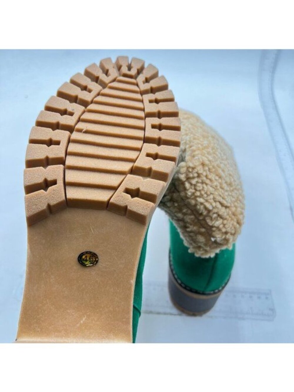 Green Winter Boots Comfortable Slip On Chunky Heel Suede Warm Snow Ankle Boots - Picture 5 of 7